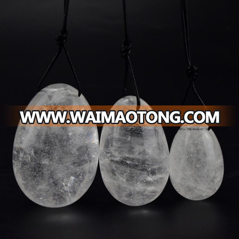 3pcs/set natural clear rock quartz eggs, carved kegel quartz yoni eggs for sale