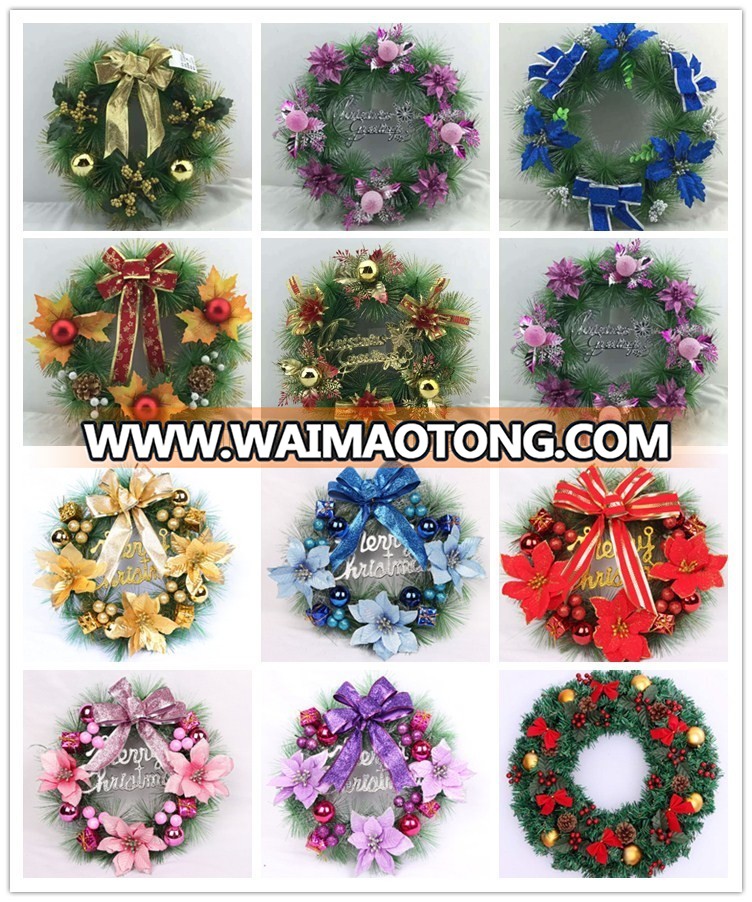 40cm decorated Xmas wreath pine needle Christmas wreath for door hanger