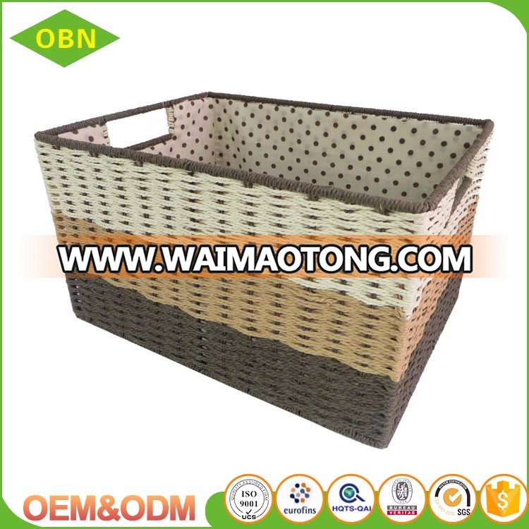 China popular good quality durable plastic metal wire paper rope laundry basket for hotel or home