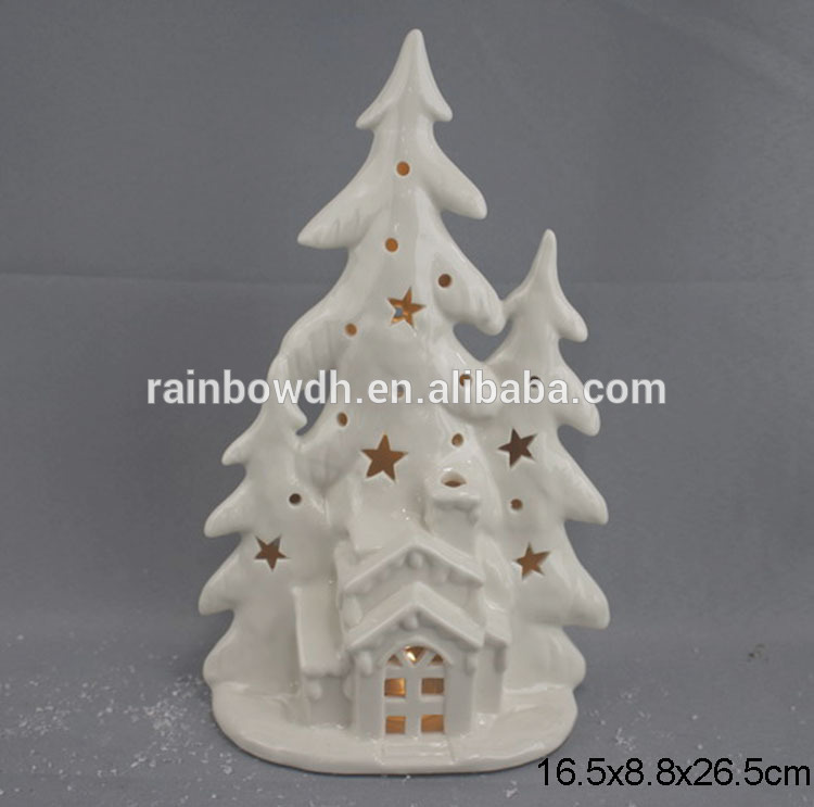 White Ceramic Christmas Tree with LED Lights