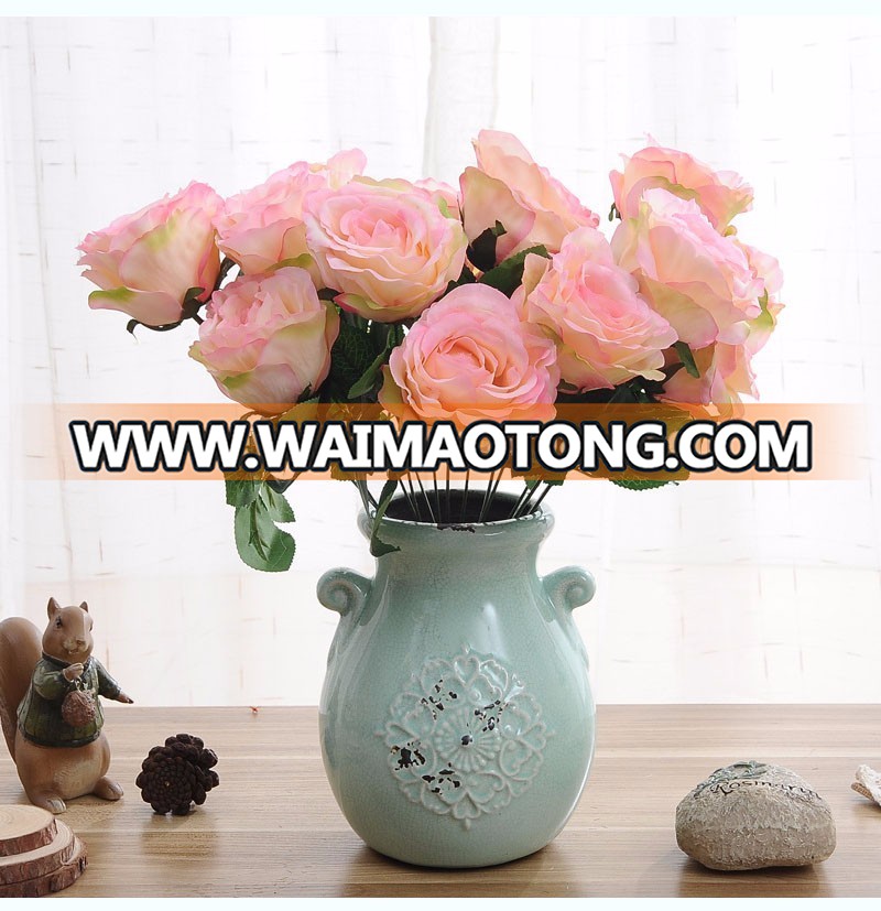 Factory 7 head wedding simulation flower european-style high-grade decorative artificial silk rose flower