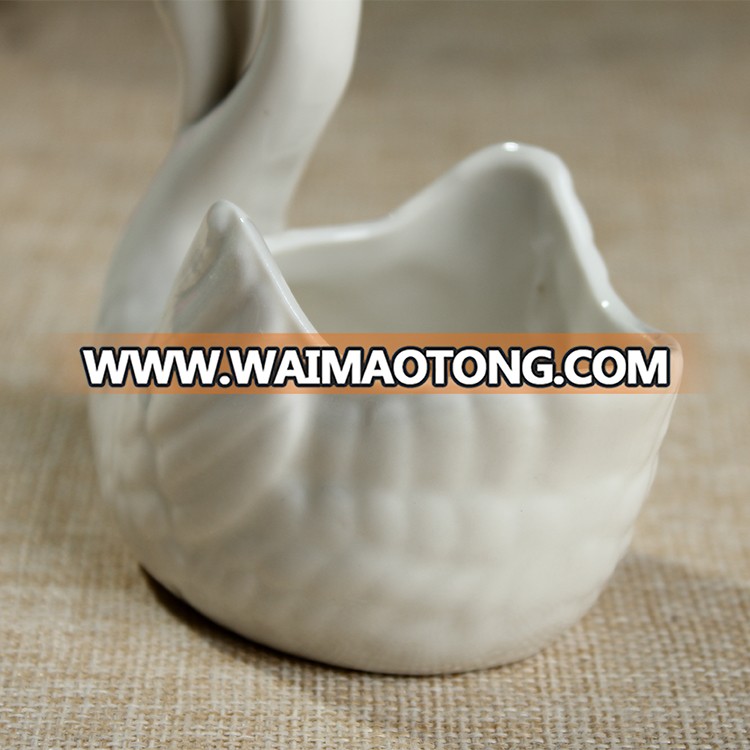 hand painted swan shape custom logo ceramics flower pots