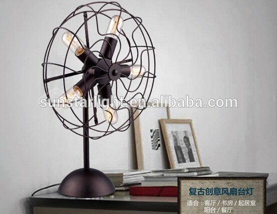 Five Lampholders Desk Lamp Fan Lamp Metal In Black Finish Living Room Bedroom Dining Room Table Lamp