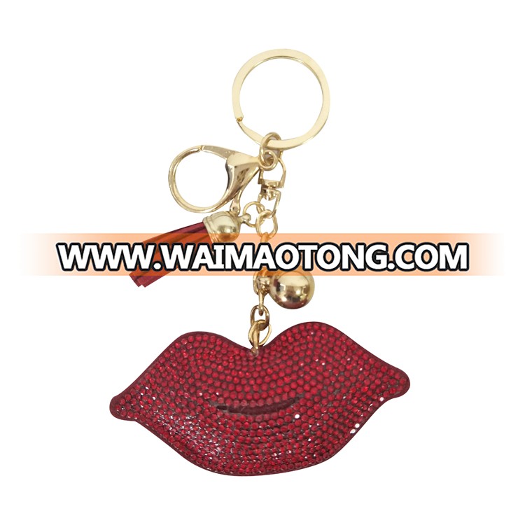 Keychains souvenir leather key holder chain glitter Lip Gloss Keychain