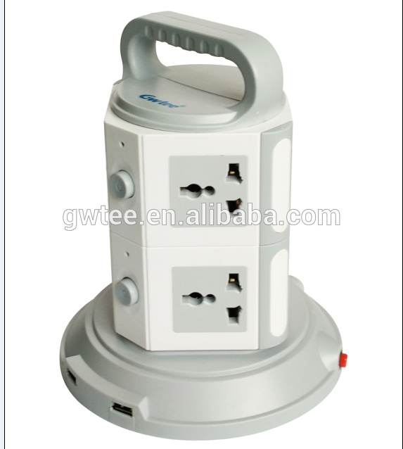 OEM layers multiple plug vertical round power tower extension socket USB