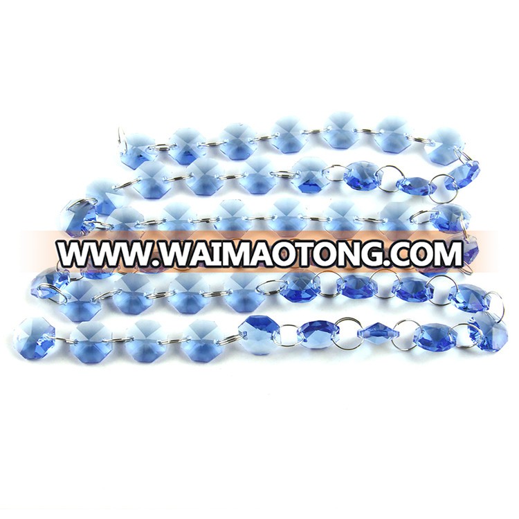 14mm sapphire octagon beads with silver metal rings for beautiful family decor polished sell like hot cakes