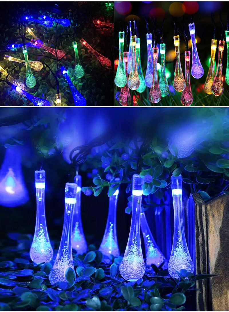 Led Solar Light Outdoor Garden Decoration String Lights Raindrop Waterproof Christmas Holiday Lighting Fairy Lamps