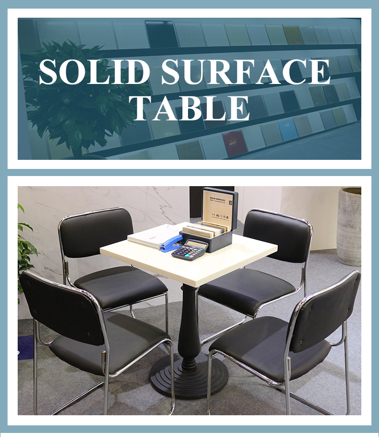 Custom design solid surface/artificial stone square dining table large