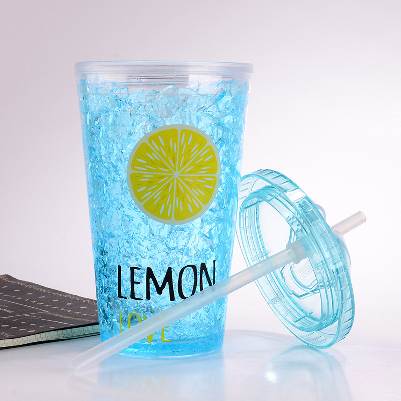 Broken Crushed ice cup Crystal Straw Bottle Plastic Drinking Cup Summer Cheap promotional gifts