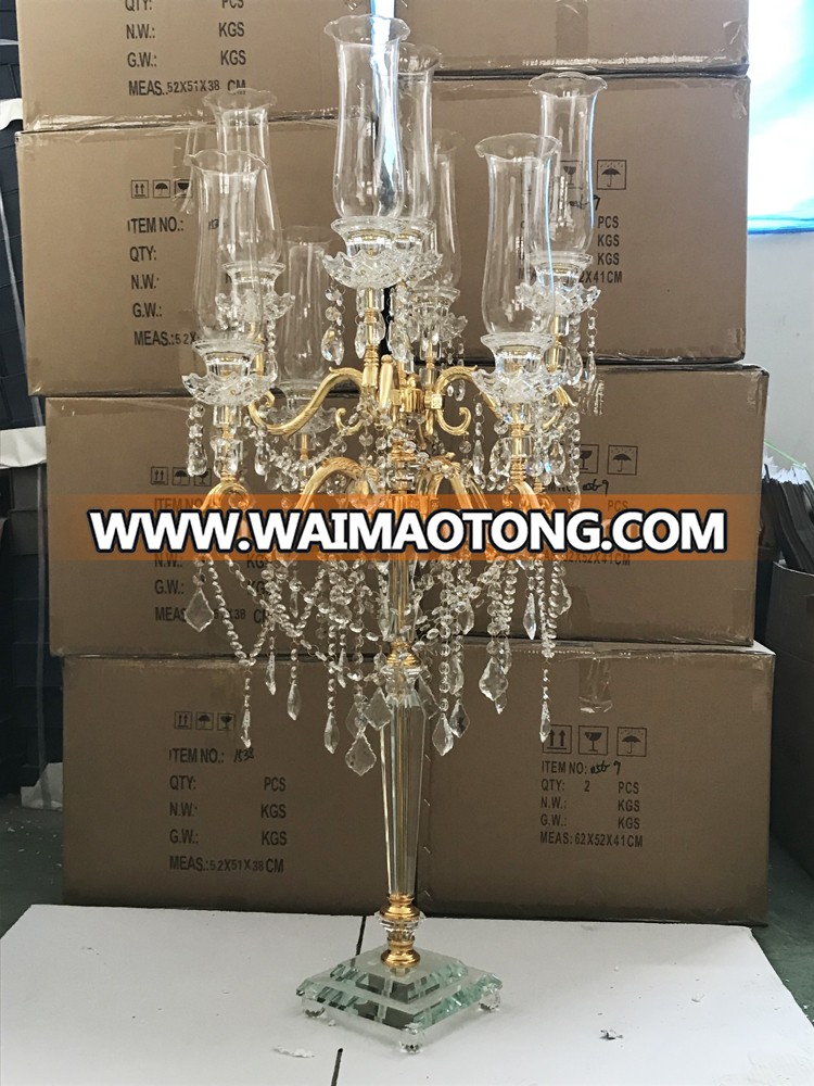 crystal glass candelabra centerpieces 9 arms tall gold candelabra on sale