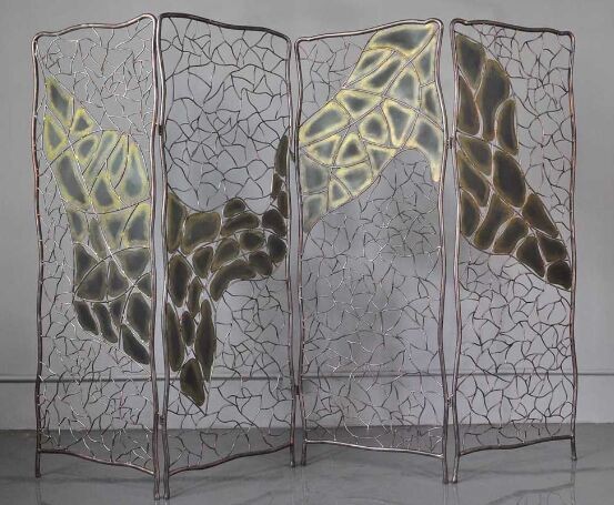 Small wrought iron folding room divider screen