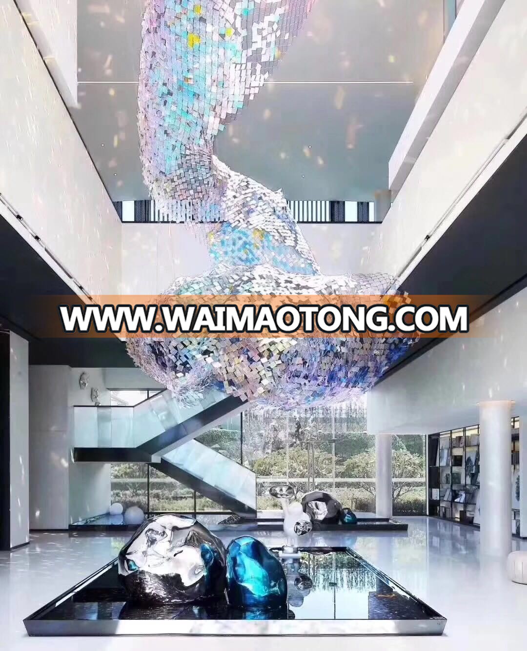 Glass Pedant Crystal Celling Light For Hotel Lobby