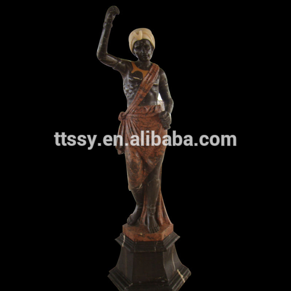 Polishing marble african figure statue