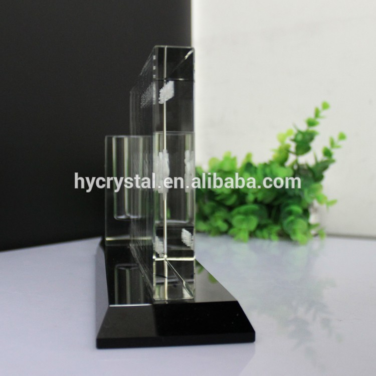 Personalized crystal glass office desk & table organizer