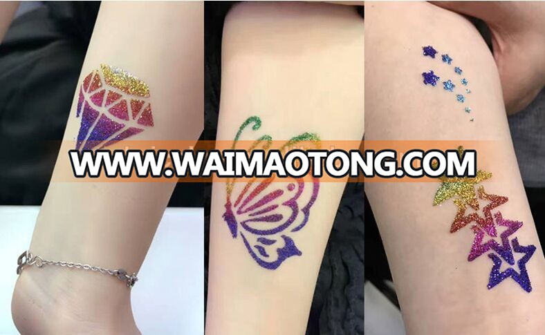 Popular And New Style Of Body Art Glitter Tattoos