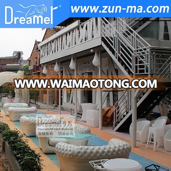 White velvet air outdoor inflatable sofa, China rubber blow up sofa