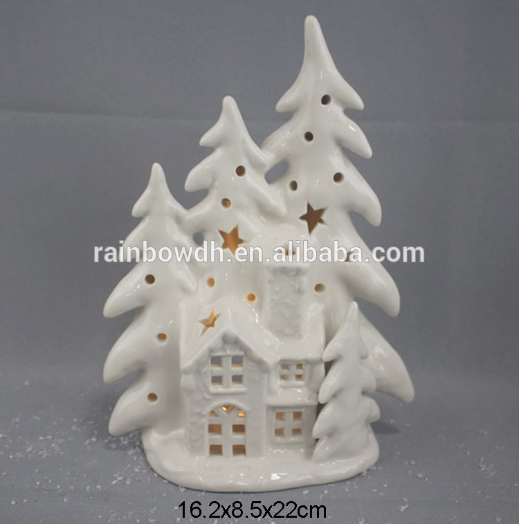 White Ceramic Christmas Tree with LED Lights