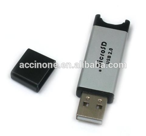 Aluminum case USB 2.0 Micro-SD card reader, TF T-Flash MicroSD card reader writer