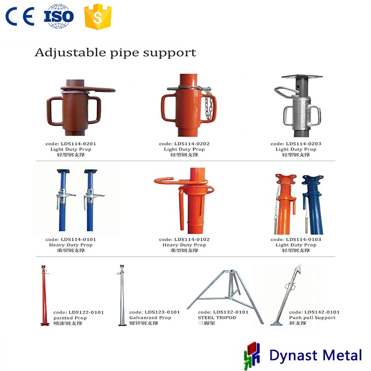 ASTM US standard electrical plated or painted with screw nut shoring props steel props Adjustable Steel Post Shore