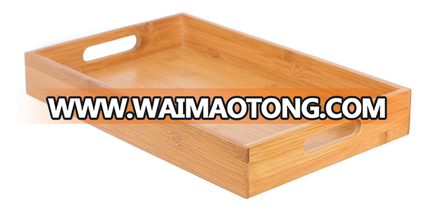 Home  Basic Bamboo Tea Tray Dinner Bed Tray Bamboo Serving Tray Set of 3