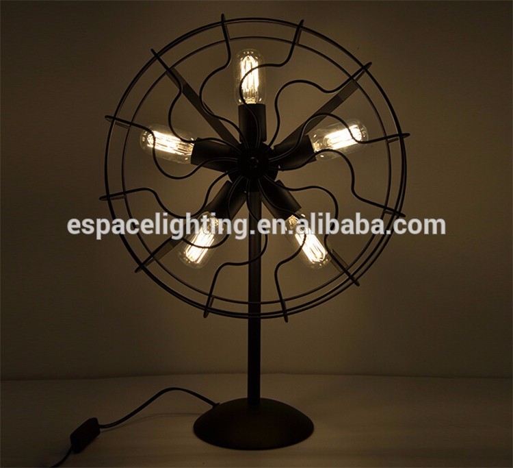 Antique black fan table lamp retro for hotels