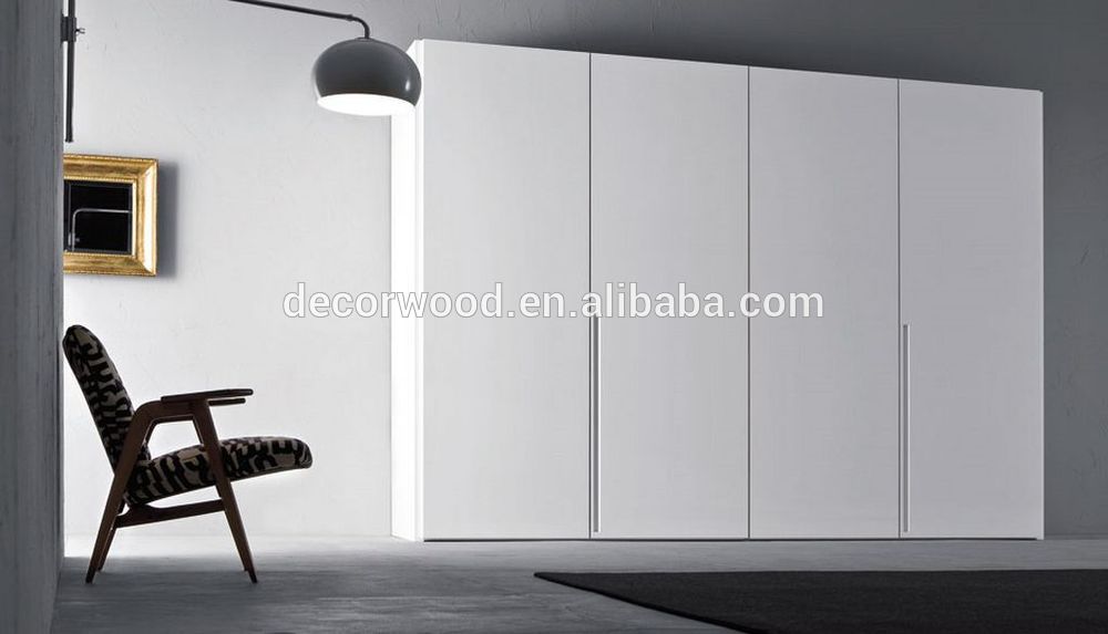 white modern simple 4 doors wooden wardrobe cabinet design