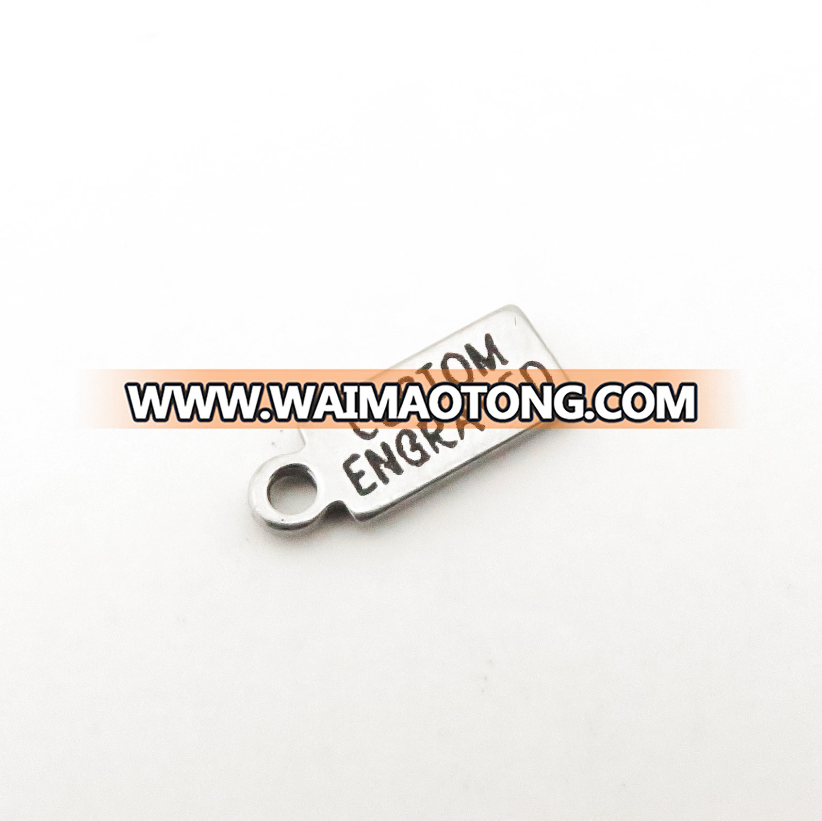 High Quality 8mm x 4mm Stainless Steel Rectangle Charm Custom Charm For Mother's Day