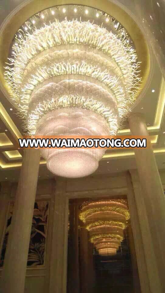 Beautiful Hand Made Mouth Blown Crystal Glass Pendent Lamp Project for Hotel Decoration