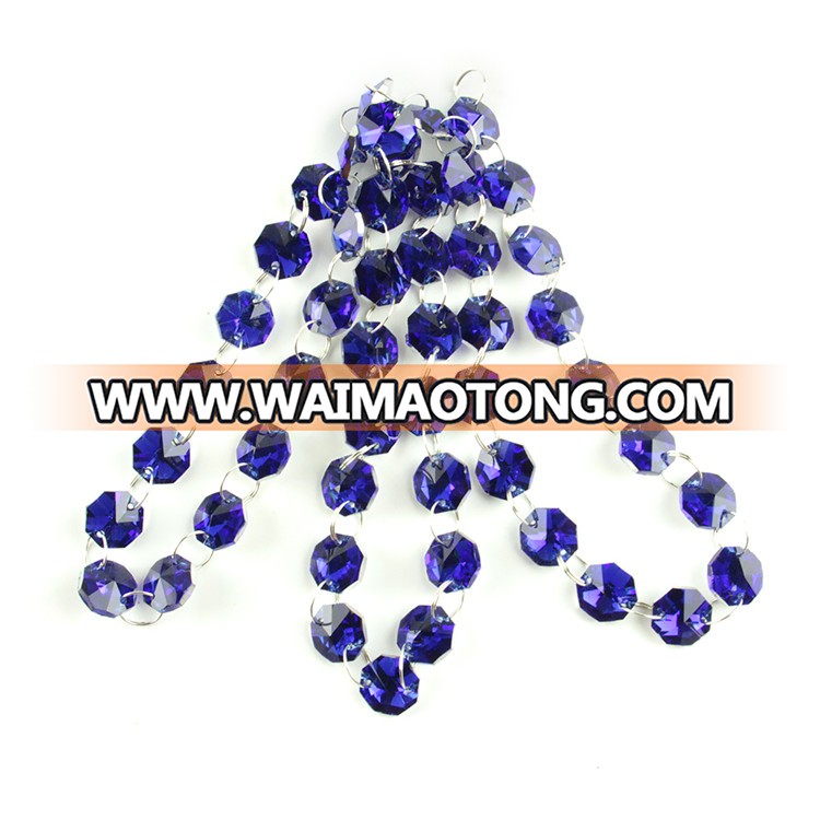 14mm dark sapphire with silver back crystal garland strands with silver rings for wedding decoration pendant hot sales