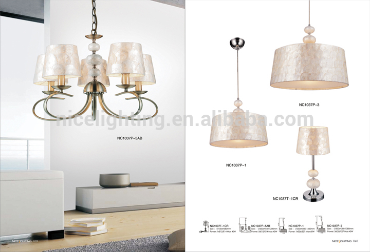 Decoration nacre shade chandelier hanging lighting chrome color from alibaba wholesale supplier