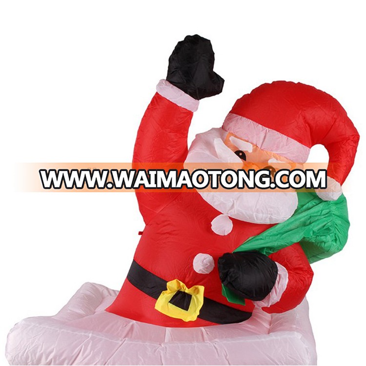 Outdoor Decoration 1.8m Christmas Inflatable Santa Claus Climbing Chimney