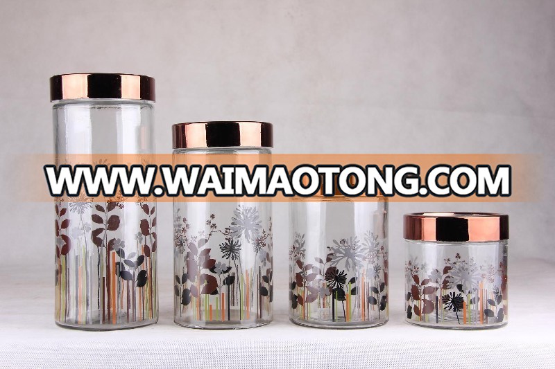 Round clear glass storage jar with s/s lid