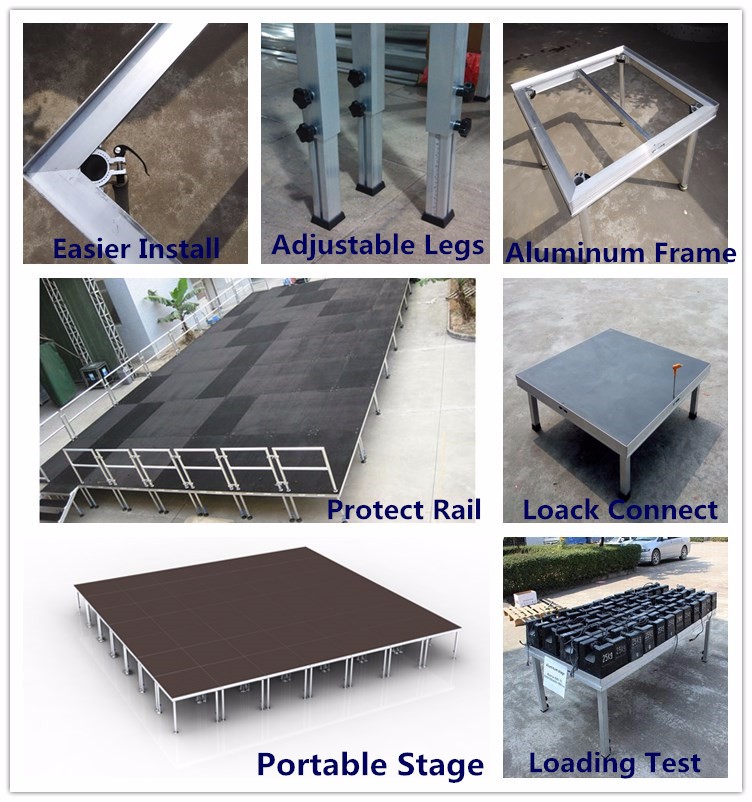 Outdoor black combined stage anti skid plywood stage platform