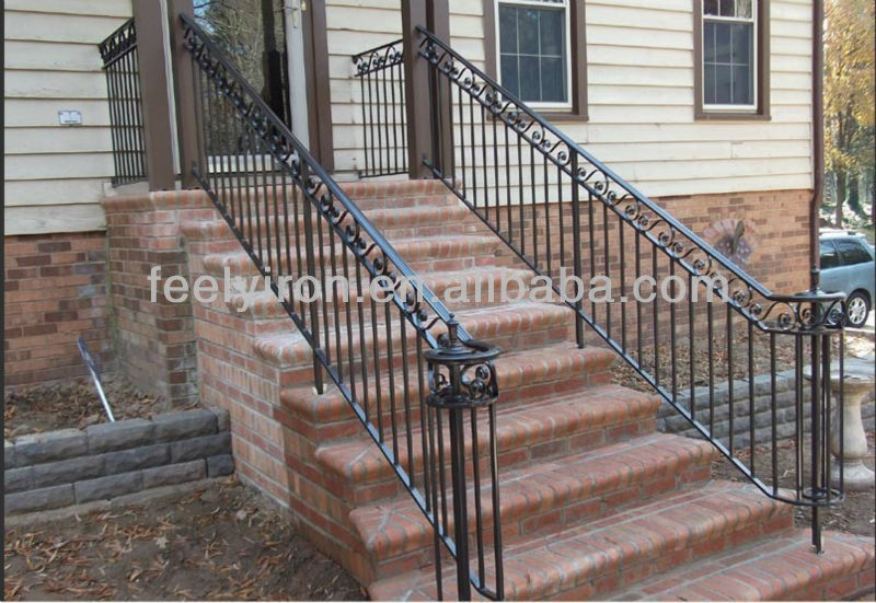 Exterior wrought iron stair handrail FH-006