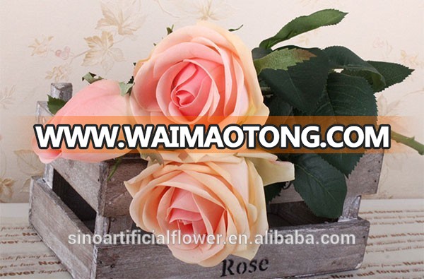 Wholesale real touch artificial flower silk rose for wedding