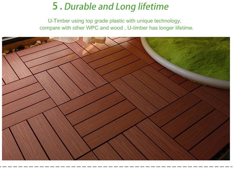 Eco-friendly and duarble interlocking outdoor flooring/wpc decking tile for sale