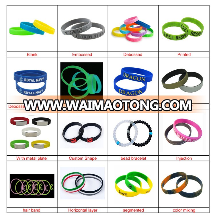 High quality low price color embossed print Buddhist custom logo silicone bracelet wristband