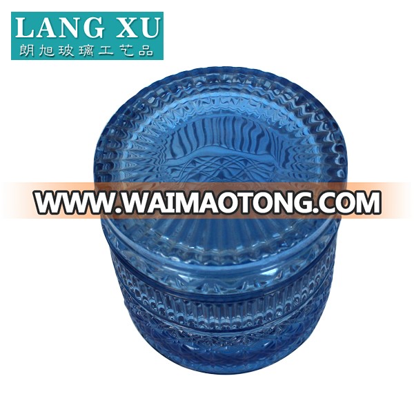 LXHY01 10.5x10.5cm Elegant wholesale blue glass christmas candle jars