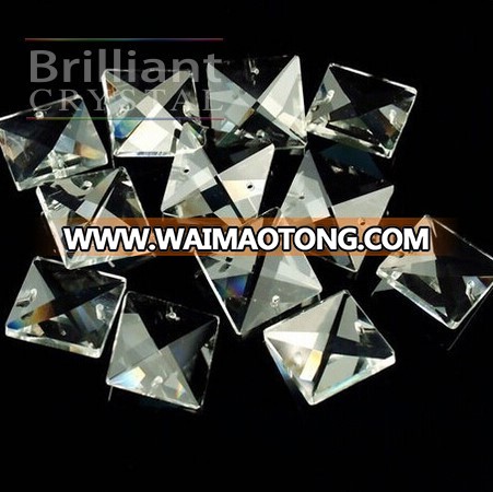 brilliant cut crystal grade A crystal clear square beads with two hole for chandelier parts