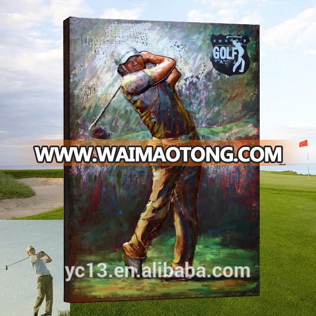 home decoration the working golfer man 3D Metal wall art painting on iron panel