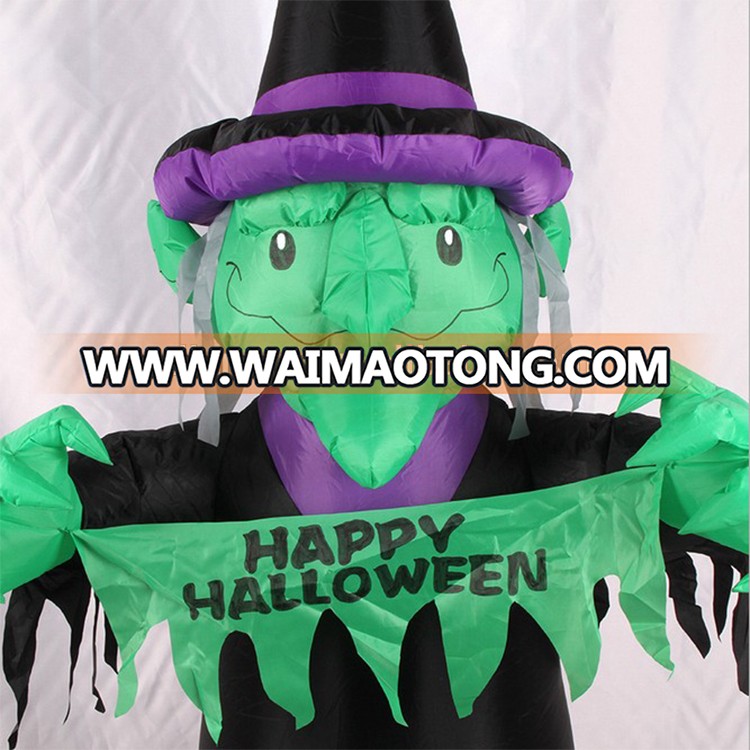 1.8m inflatable green witch halloween yard decoration