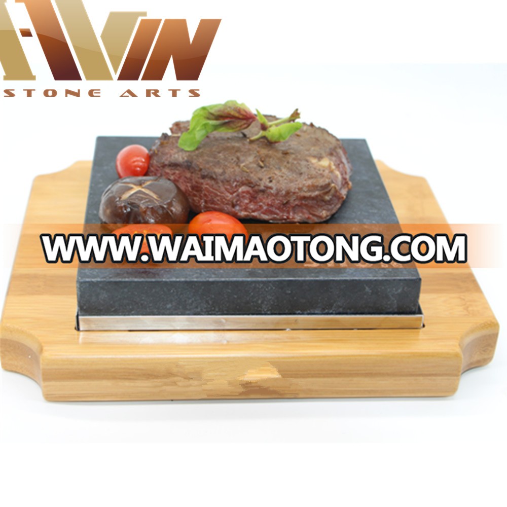 Steak Stone and Plate set  Steak cooking  Grilling Stone and big ceramic plate