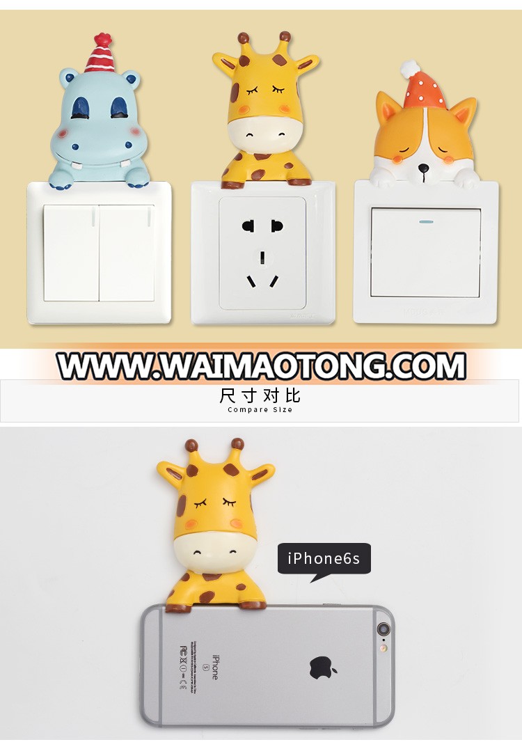 ROOGO wholesale wall decor cute good night series cartoon animal shape universal switch sticker