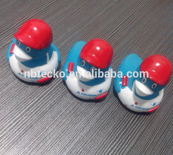 Mini PVC bath duck with hat logo printed tub floating duck for kids