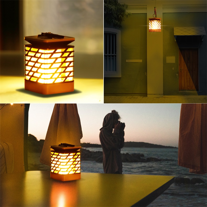 Solar Lights Waterproof Flickering Flames lantern Lights Outdoor Landscape Decoration