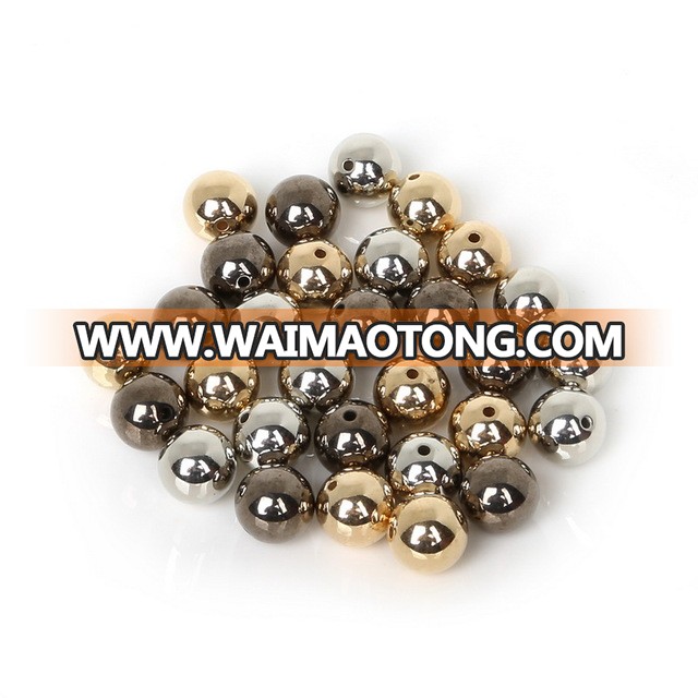 Wholesale Gold/Rhodium/Gunmetal Plated Plastic Round CCB Beads For Jewelry making DIY