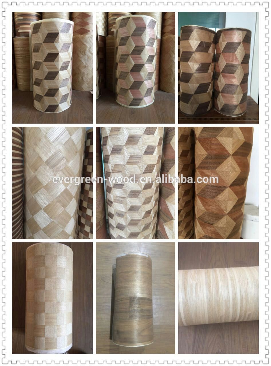 3D wood veneer design for wall panel wallcovering