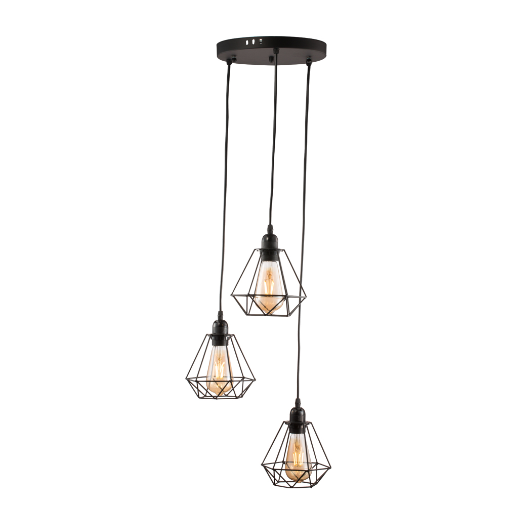 Industrial hanging lamp with three Metal shade for home restaurant bar decoration