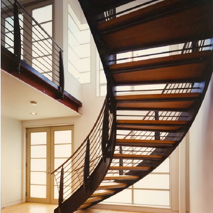 high quality beautiful solid tread curved stairs design