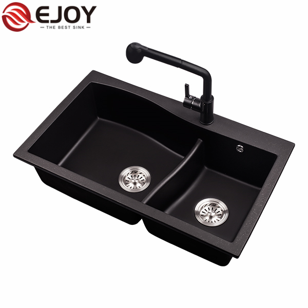 High Quality black double bowl kitchen sink Customized kitchen sink granite